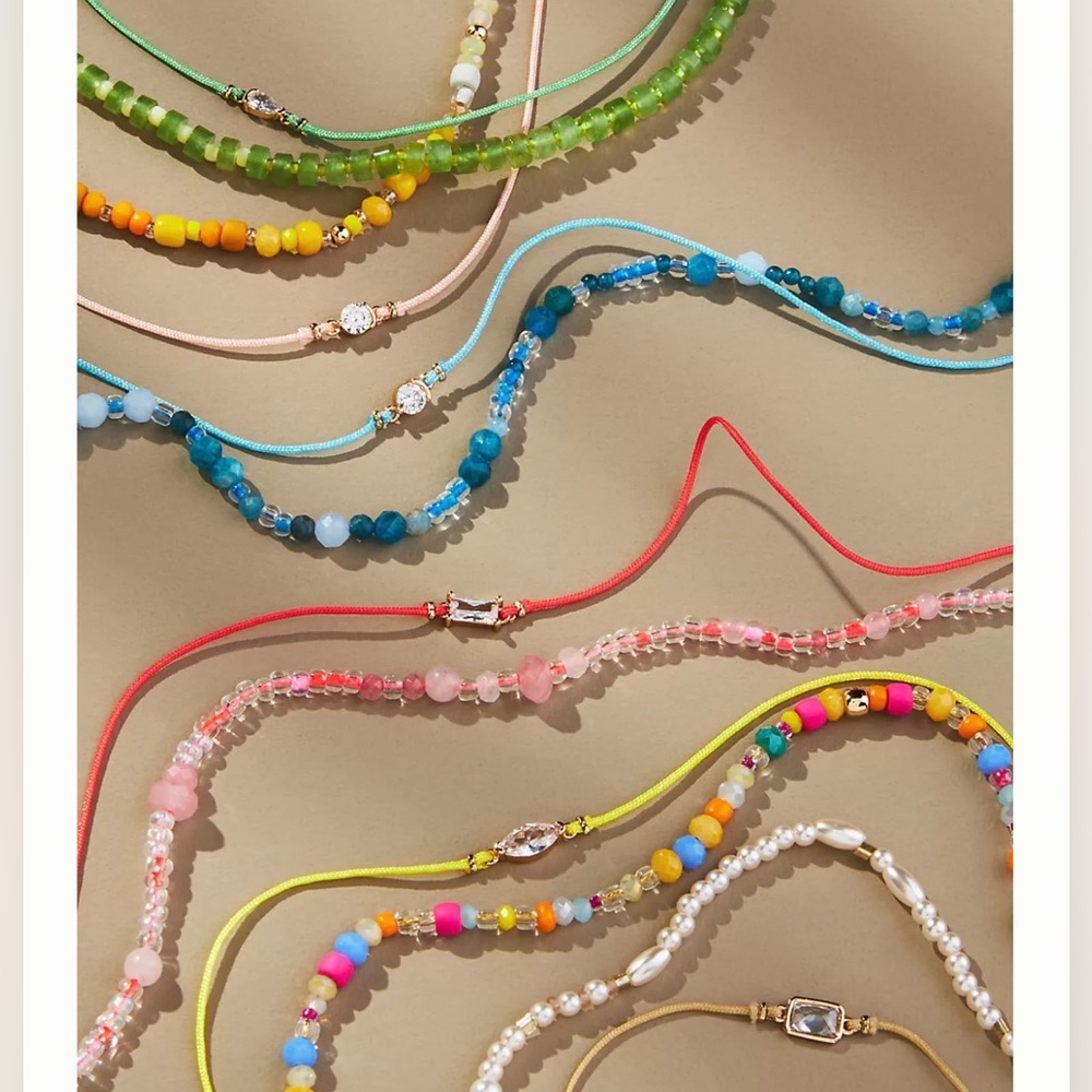 Anthropologie beaded cord necklace, green